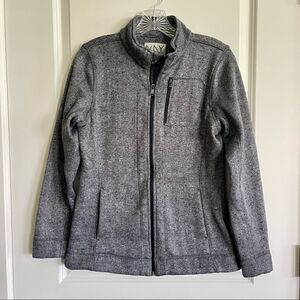 Grey herringbone fleece jacket
